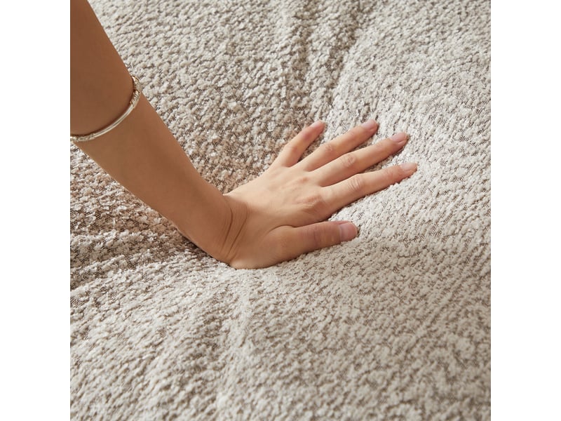  Canapé d’angle modulable 3 places en tissu chenille, méridienne réversible, 250 × 160 × 80 cm, beige  - Conforama E
