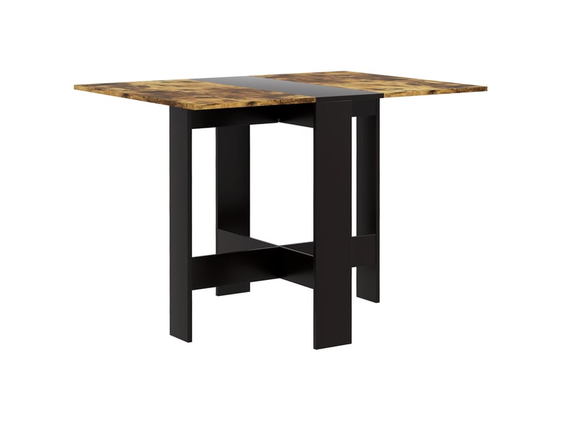  Table de salle à manger pliante, table de cuisine avec rallonges rabattables pour petits espaces, 103 x 76 x 73,5 cm, noir et marron rustique  - Conforama B