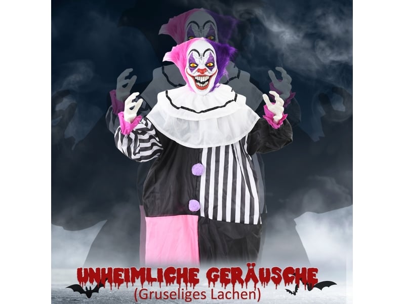 Décoration clown halloween animée 60x18x173 cm rire métal rose et noir  - Conforama D
