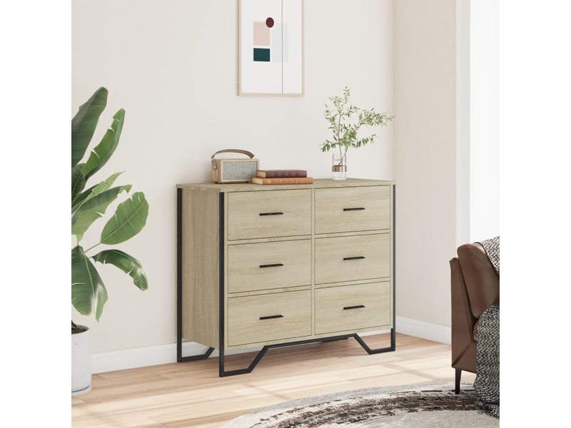  Commode chambre adulte, armoire à tiroirs chêne sonoma 91x35,5x74,5 cm bois d'ingénierie  - Conforama C