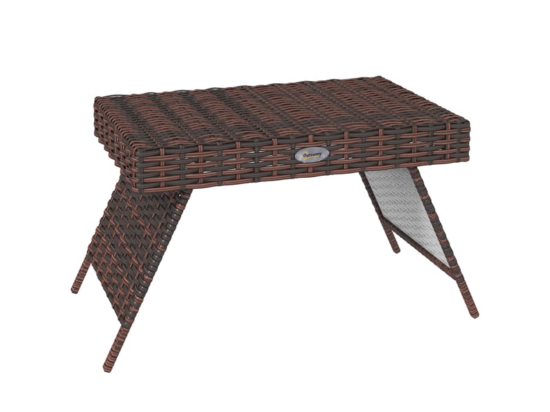 Table basse de jardin pliante 60x41x41 cm – marron – en rotin, pliable et résistante aux intempéries - Conforama A