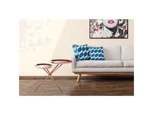 Table basse design ella en or rose et miroir