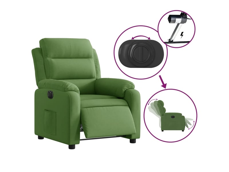 Vidaxl fauteuil inclinable électrique vert clair velours - Conforama E
