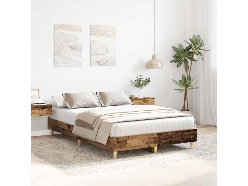  Lit double- lit adulte -  cadre de lit sans matelas vieux bois 135x190 cm bois ingénierie  - Conforama B