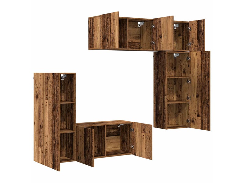  Unité murale de tv 5 pcs bois ancien bois d'ingénierie shl49861  - Conforama E