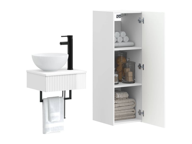  Ensemble de mobilier de salle de bain 2 pcs blanc brillant shl6854  - Conforama C