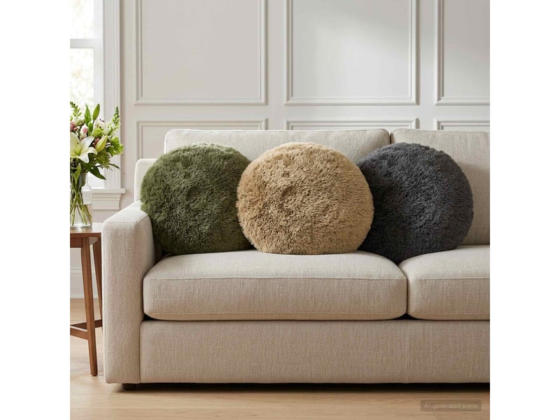 Lot de 2 coussins avec oreiller, coussins décoratifs heerlen gris clair fleece pv cf50446 - Conforama B