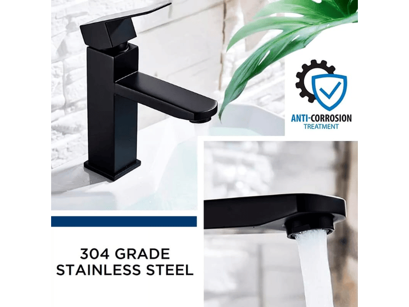  Mitigeur de lavabo monocommande en acier inoxydable noir (flexible inclus), robinet d'évier, mitigeur de salle de bain FC-LJY-04658JY - Conforama E