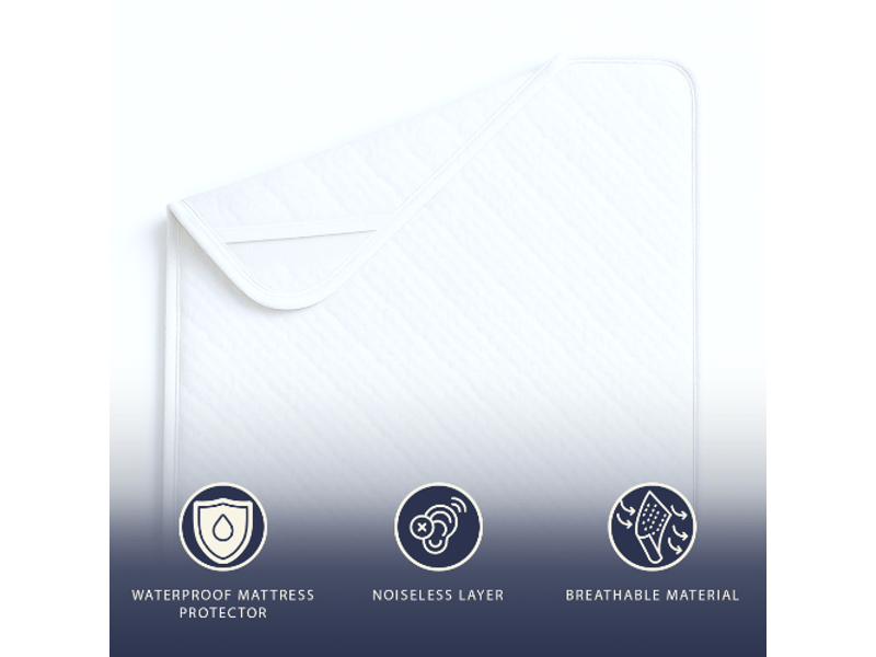 Protège-matelas imperméable 80x190 cm avec élastiques | protection de matelas respirante et antibactérienne | tissu stress free, silencieux, hypoallergénique - Conforama D