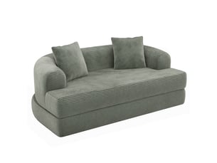 Canapé 2 places en tissu cordonnet, convertible en lit, sans montage, accoudoir amovible avec porte-gobelet, pour salon et appartement