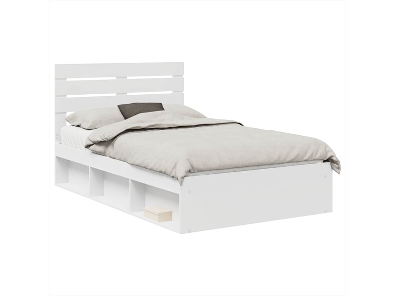 Lit double- lit adulte - cadre de lit avec tête de lit blanc 120 x 190 cm pin massif - Conforama A