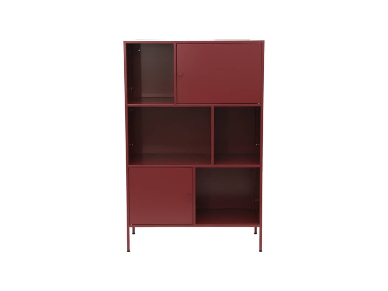  Buffet. Meuble de rangement industriel métal bordeaux 6 compartiments. L 80 x p 35 x h 125cm - oklahoma  - Conforama B