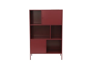 Buffet. Meuble de rangement industriel métal bordeaux 6 compartiments. L 80 x p 35 x h 125cm - oklahoma