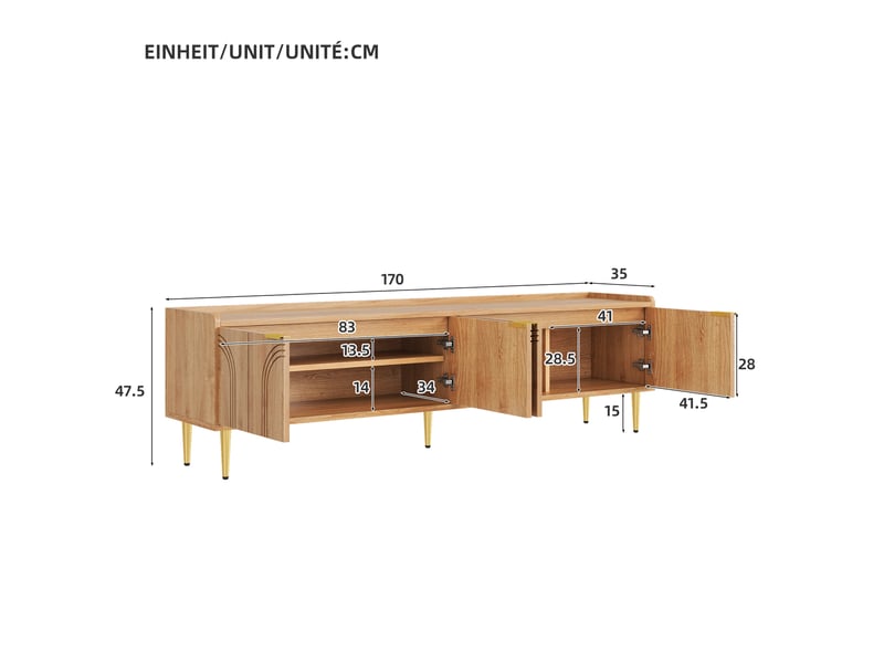  Meuble tv naturel 170 cm mdf meuble tv naturel - Conforama C