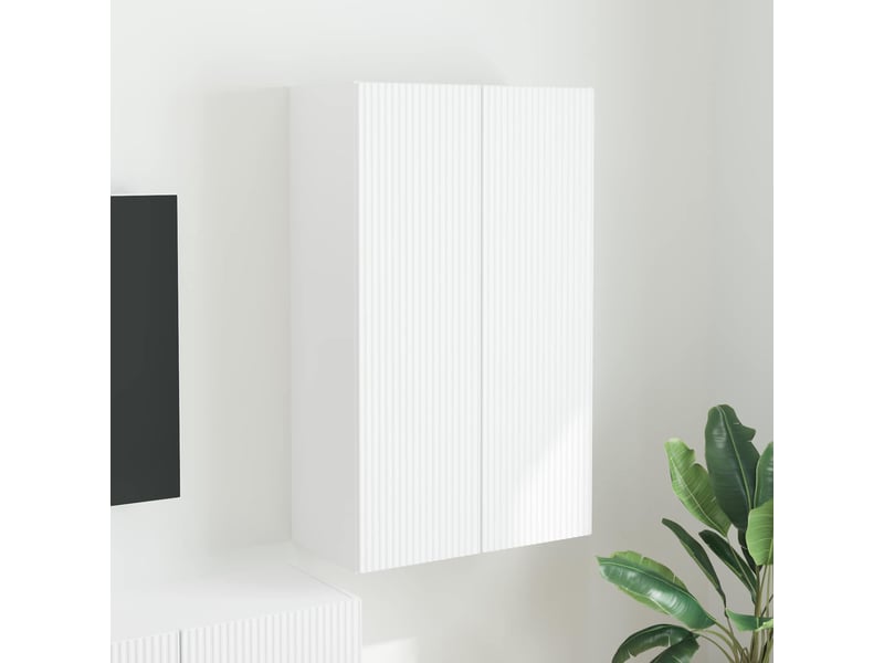  Meuble tv - banc tv - meuble de rangement mural 59,5 x 31 x 100 cm blanc bois d'ingénierie  - Conforama B