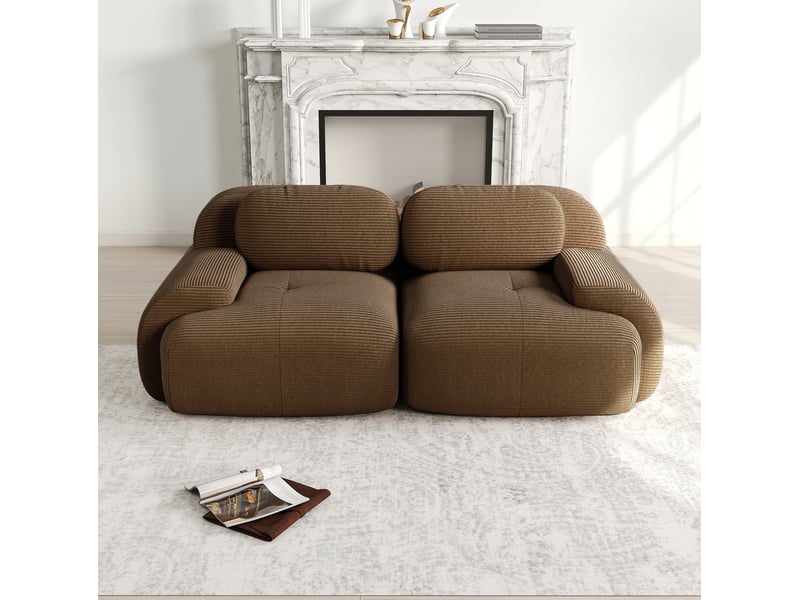  Canapé 2 places 208x103x70 cm modulaire en corduroy coloris marron  - Conforama B