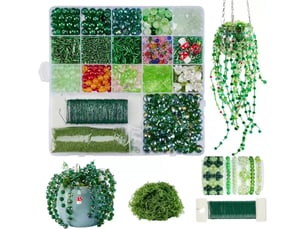 Kit diy plantes en perles 5422 pièces, fleurs et feuilles en verre cristal, décoration artisanale et attrape-soleil
