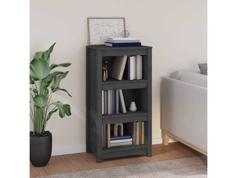  Bibliothèque, meuble de rangement salon gris 50x35x97 cm bois de pin massif  - Conforama B