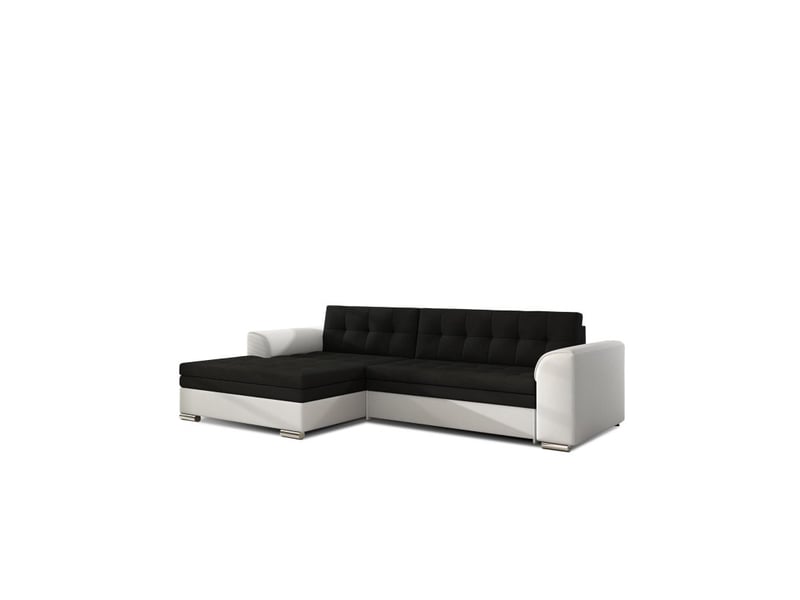 Canapé d'angle convertible conforto 4 places noir et blanc – angle gauche - Conforama A