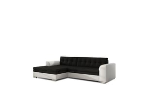 Canapé d'angle convertible conforto 4 places noir et blanc – angle gauche