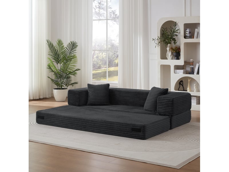  Canapé convertible 3 places 200x76x60 cm design carré gris foncé design moderne, confortable, pour salon design design  - Conforama E