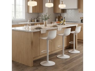 Lot de 2 tabourets de bar hauts pivotants et réglables bora bora - blanc