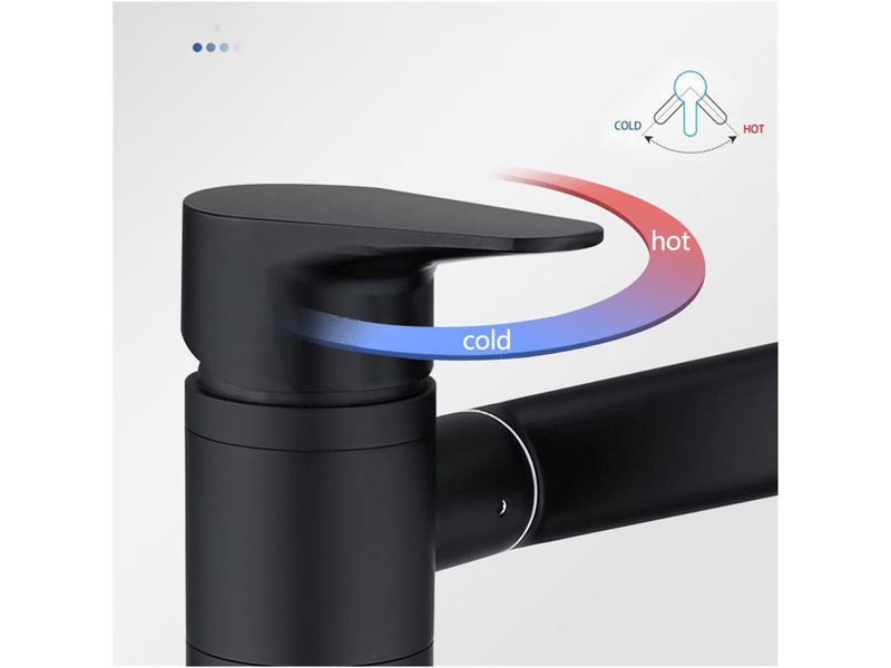  Robinet de lavabo en acier inoxydable robinet d'eau chaude et froide multifonctionnel rotatif universel, peinture noire QWE000819 - Conforama D