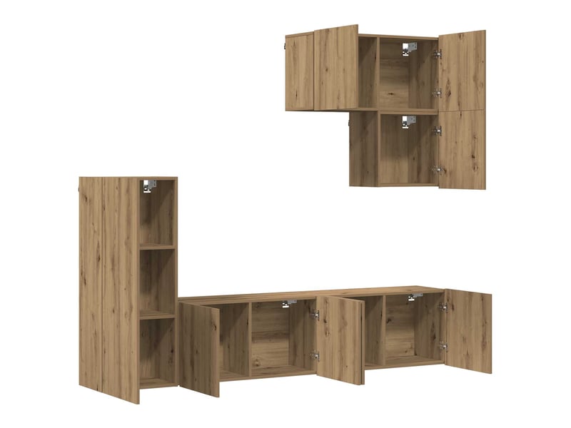  Meuble tv - unité murale de tv 5 pcs chêne artisanal bois d'ingénierie  - Conforama E