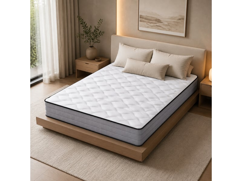  Matelas 90x200 cm en mousse et ressorts ensachés h3 blanc et gris chicfurn  - Conforama B
