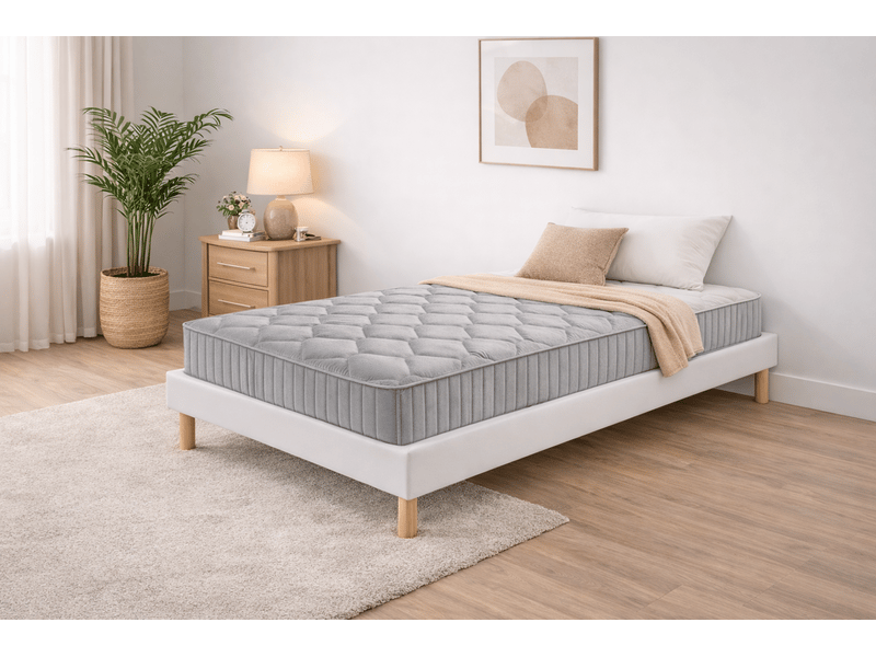 Ensemble sommier tapissier et matelas 80x190 cm - couleur : blanc - matelas latex soutien ferme gregblanc-mathieu-80x190-blanc - Conforama B
