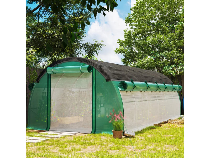  Serre tunnel 600x300x198 cm avec 12 fenêtres verte  - Conforama B