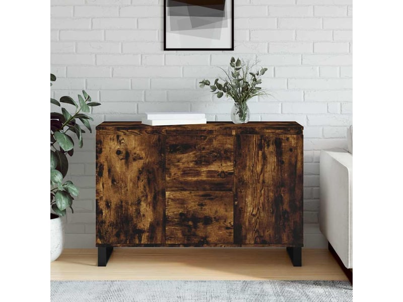  Buffet - bahut - meuble de rangement chêne fumé 101,5x35x70 cm bois d'ingénierie  - Conforama B