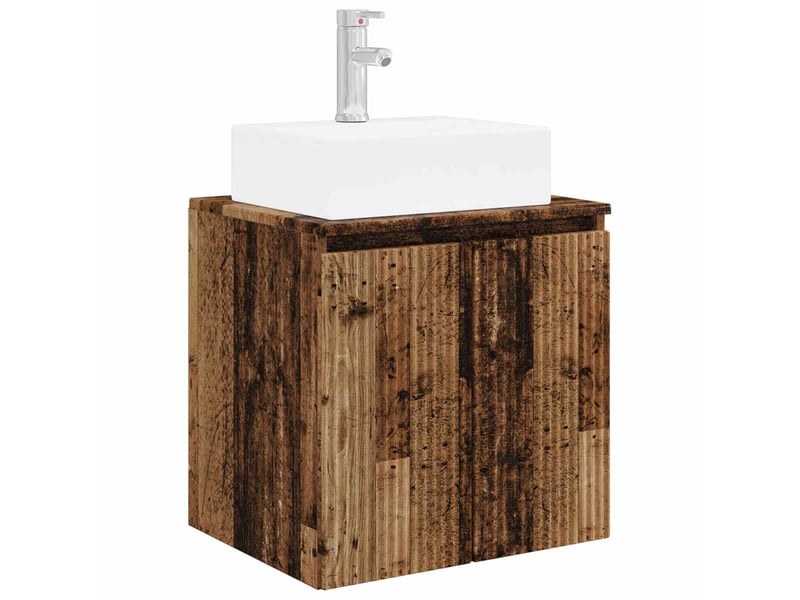 Vanité de lavabo mural, meuble de rangement bois ancien 49.5x41x62.5 cm shl3350 - Conforama A