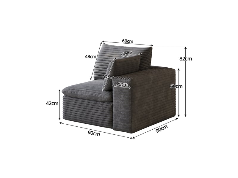  Canapé modulable en mousse sans cadre tissu en coton doux gris foncé  - Conforama C