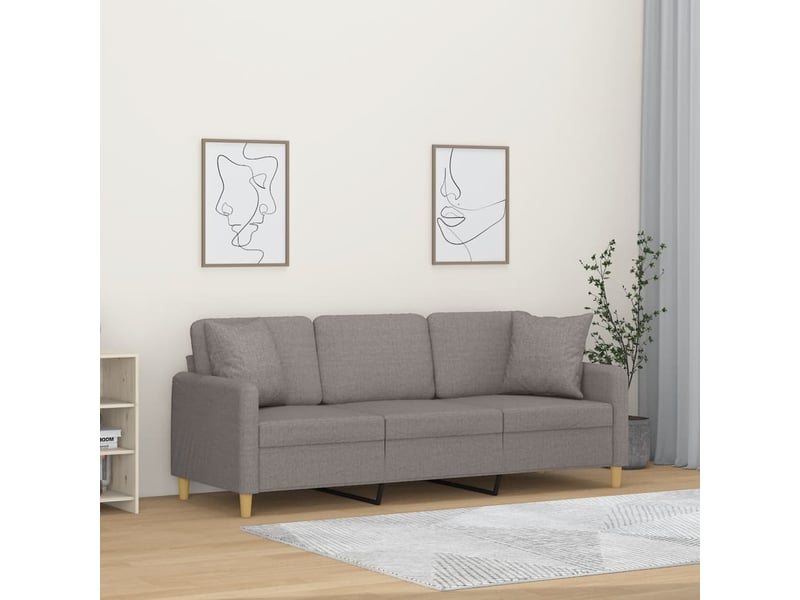 Canapé droit, sofa, canapé 3 places avec oreillers décoratifs taupe 180 cm tissu cf20144 - Conforama B