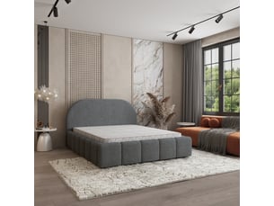 Lit coffre 200x200 cm <strong>MASSENO</strong> <strong></strong> coloris gris