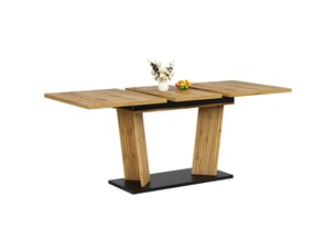 Table à manger extensible chêne, rangement, étagères réglables, design moderne, usage quotidien, pratique - mdf - 160x80x76cm