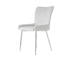 Chaise de salle à manger, lot de 2, en velours gris avec 4 pieds en métal argenté
