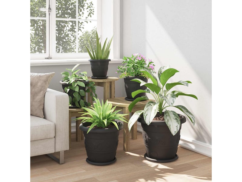 Jardinière - pots de plantes 6 pcs noir ø 34 x 28 cm plastique - Conforama D