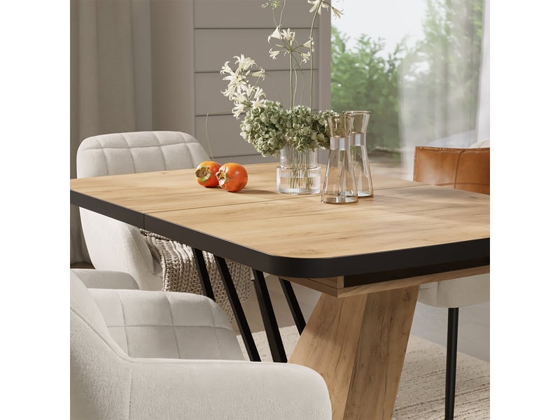  Vicco ensemble de table à manger, chêne de force doré, 120x80cm avec 4 chaises de salle à manger  - Conforama D