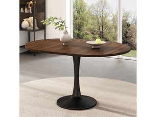Table à manger extensible ovale 100-140x100x75cm - table de cuisine ronde modulable 4 à 6 personnes ,noyer