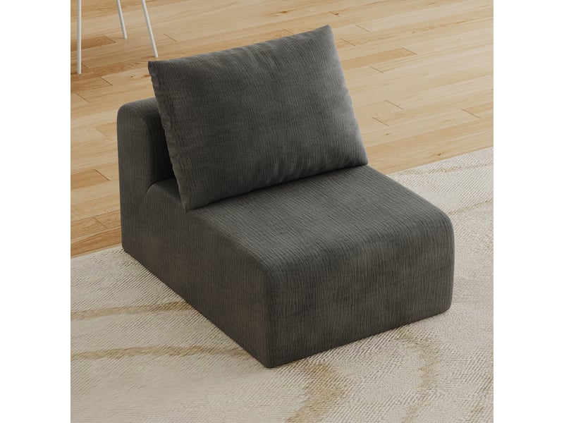 Canapé 1 place gris foncé fauteuil en tissu chenille mousse haute élasticité 67x95x85cm - Conforama B