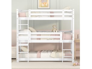 Lit superposé 90x200 cm <strong>OKWISH</strong>  <strong></strong> coloris blanc
