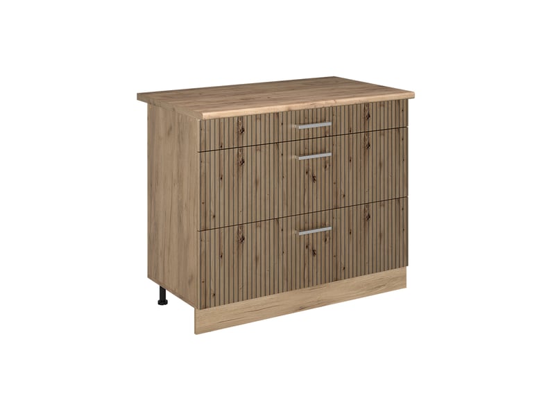 Vicco meuble cuisine, chêne artisanchêne doré, 100cm plan de travail chêne doré - Conforama A