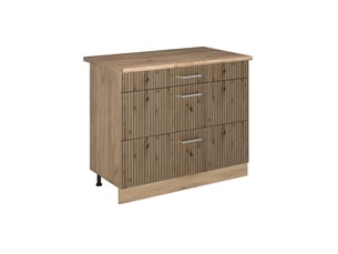 Vicco meuble cuisine, chêne artisanchêne doré, 100cm plan de travail chêne doré