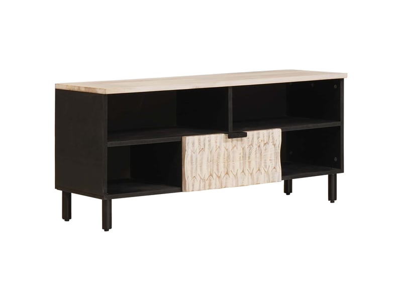  Meuble tv - banc tv - meuble de rangement avec tiroir finition lavage blanc 100 x 33 x 46 cm  - Conforama B