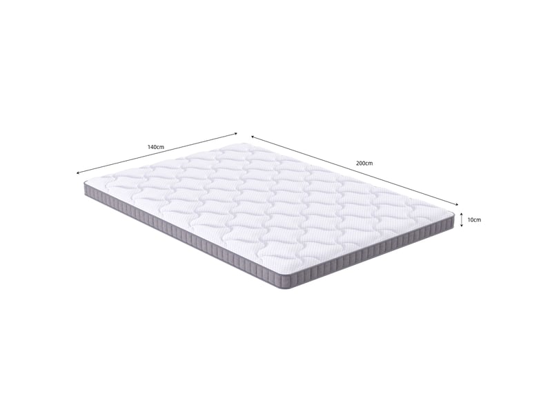  Matelas à ressorts ensachés 7 zones 140x200x10 cm – blanc – soutien ferme h3, mousse mémoire d'appoint  - Conforama C