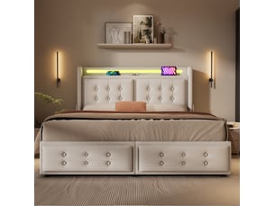 Lit 2 places 180x200 cm REDOM   coloris beige