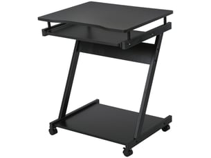 Bureau informatique roulant - bureau mobile - table d'ordinateur - tablette coulissante clavier + étagère - noir