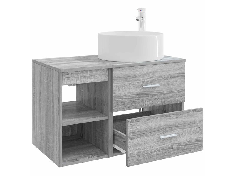 Ensemble de mobilier de salle de bain 2 pcs sonoma gris shl7663 - Conforama D